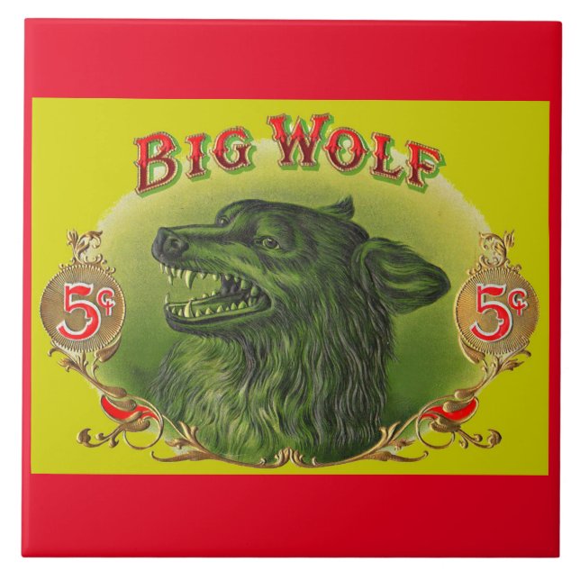 Big Wolf cigar label Ceramic Tile (Front)
