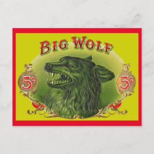 Big Wolf cigar label Postcard