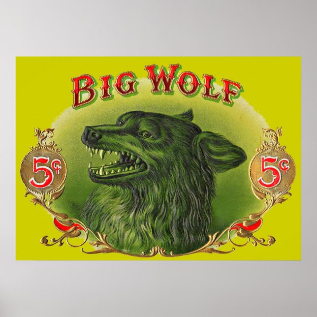 Big Wolf cigar label Poster (Front)