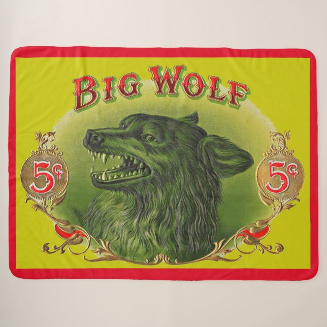 Big Wolf cigar label Sherpa Blanket (Front (Horizontal))