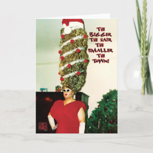 Big Xmas Hair Humour Holiday Card
