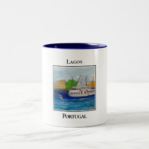 Big Yacht in the Harbour of Lagos Portugal Two-Tone Coffee Mug