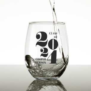 Big Year Class of 2025 Personalised Graduation Stemless Wine Glass