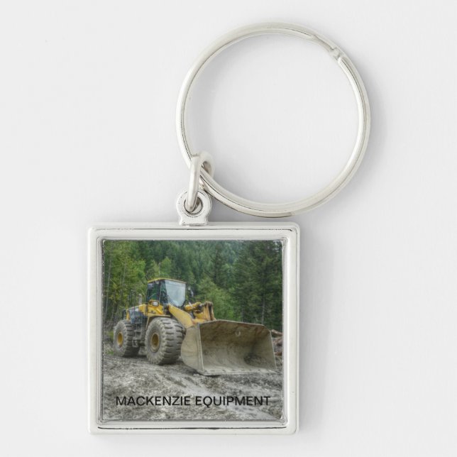 Big Yellow Bulldozer Tractor Heavy Equipment Key Ring (Front)