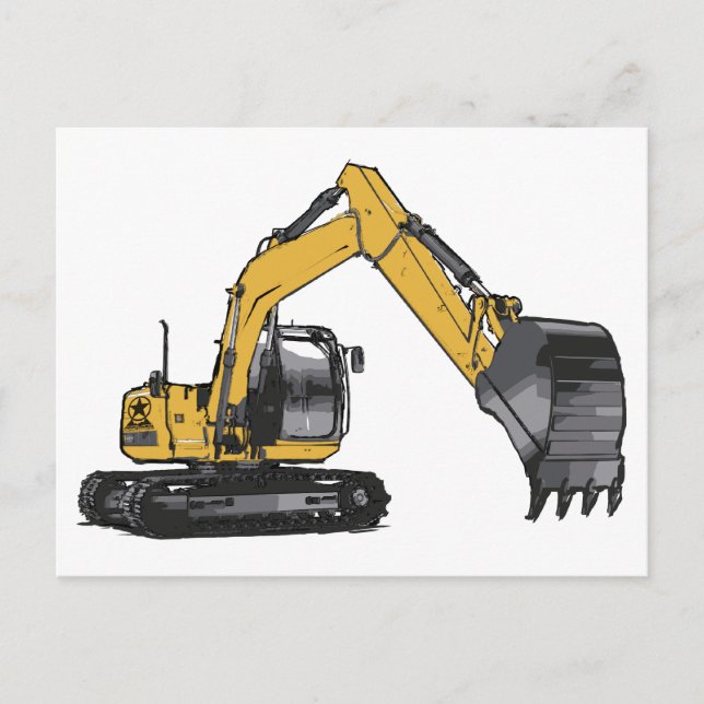 Big Yellow Excavator Postcard (Front)