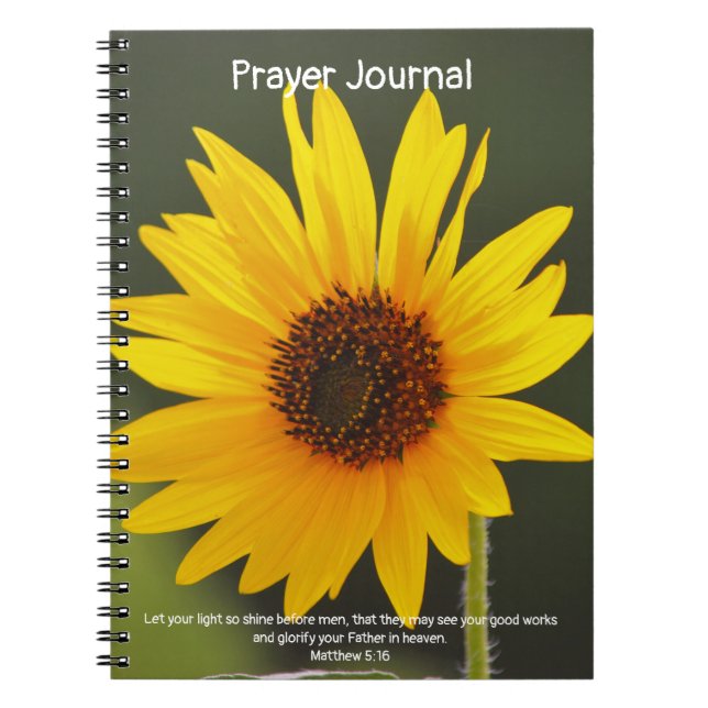 Big Yellow Flower Sunflower Bible Verse Prayer Notebook (Front)