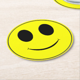 Big Yellow Happy Face-Paper Drink Coasters
