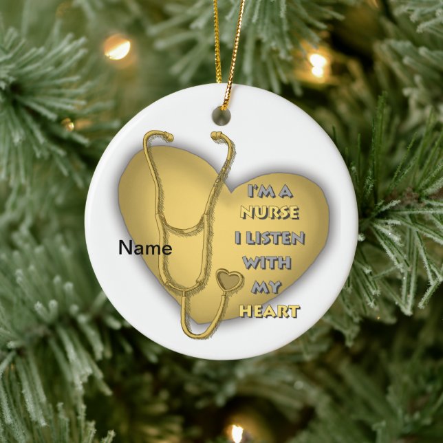 Big yellow heart nurse  ceramic ornament (Tree)