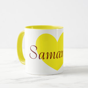 Big Yellow Heart Print Personalised Coffee Mug