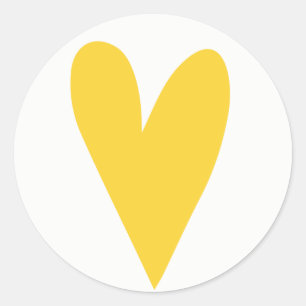Big Yellow Heart Valentine's Day Classic Round Sticker