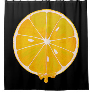 BIG yellow lemon print shower curtin Curtain