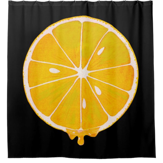 BIG yellow lemon print shower curtin Curtain (Front)