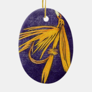 Big Yellow May Wet Fly Christmas Ornament