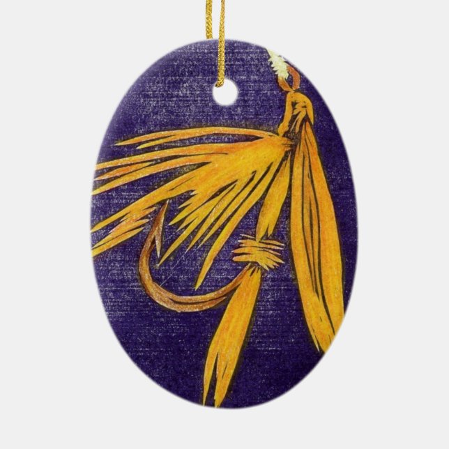 Big Yellow May Wet Fly Christmas Ornament (Back)