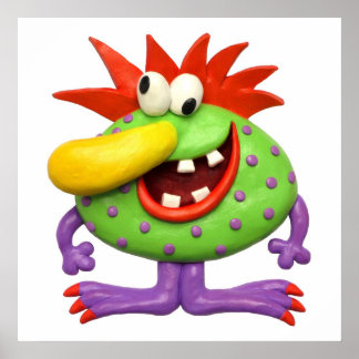 Big Yellow Nose Monster Baby Boy Shower Nursery Poster