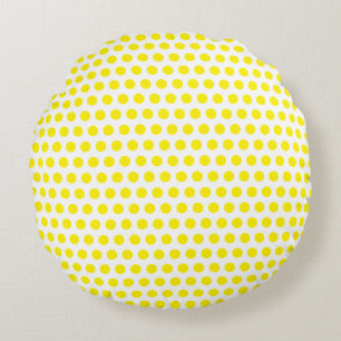Big Yellow Polka Dots White Custom Colours Cool Round Cushion