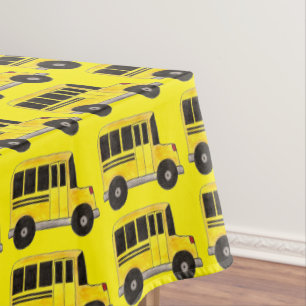 Big Yellow School Bus Driver Education Classroom Tablecloth