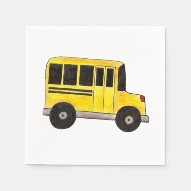 Big Yellow School Bus Driver Teacher Napkins (Front)