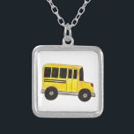 Big Yellow School Bus Driver Teacher Necklace<br><div class="desc">Features an original marker illustration of a bright yellow school bus!</div>