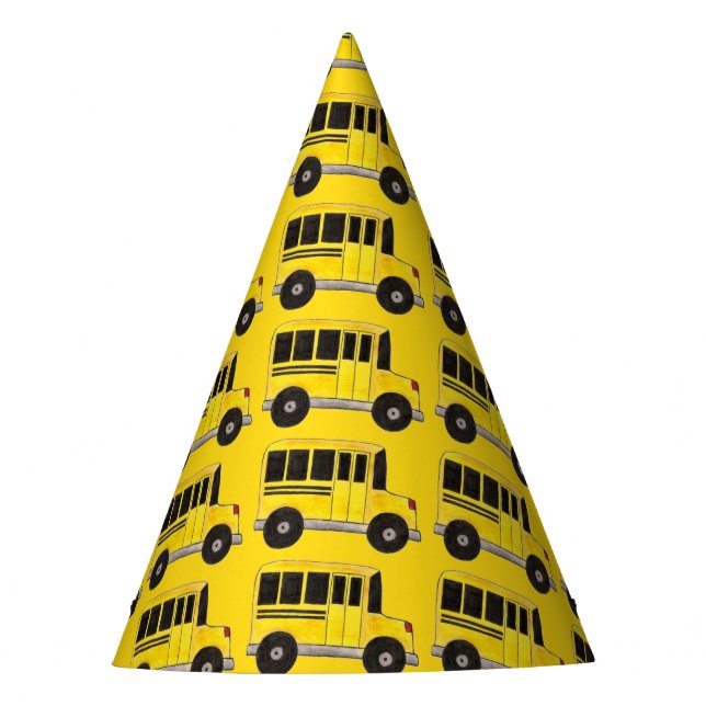 Big Yellow School Bus Education Teacher Bus Driver Party Hat (Front)