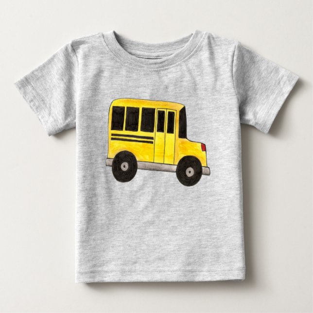Big Yellow School Bus Teacher Education Transport Baby T-Shirt (Front)