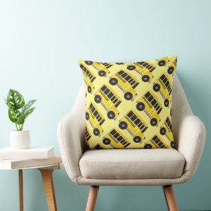 Big Yellow School Buses Print Bus Driver Teacher Cushion