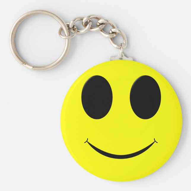 Big Yellow Smiley Face-Button Keychain (Front)