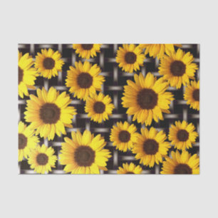 Big Yellow Sunflower and Industrial Grid Tissue Paper