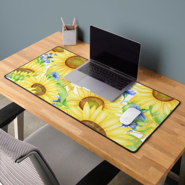 Big Yellow Sunflower Pattern Desk Mat (Office 2)