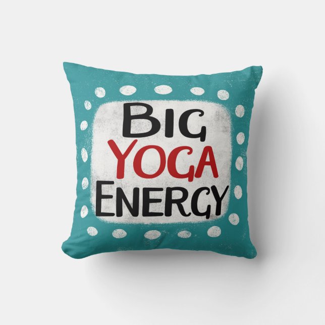 Big Yoga Energy Throw Pillow (Front)