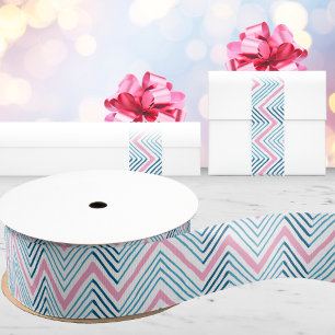 Big Zag Chevron in Pink and Aqua Grosgrain Ribbon