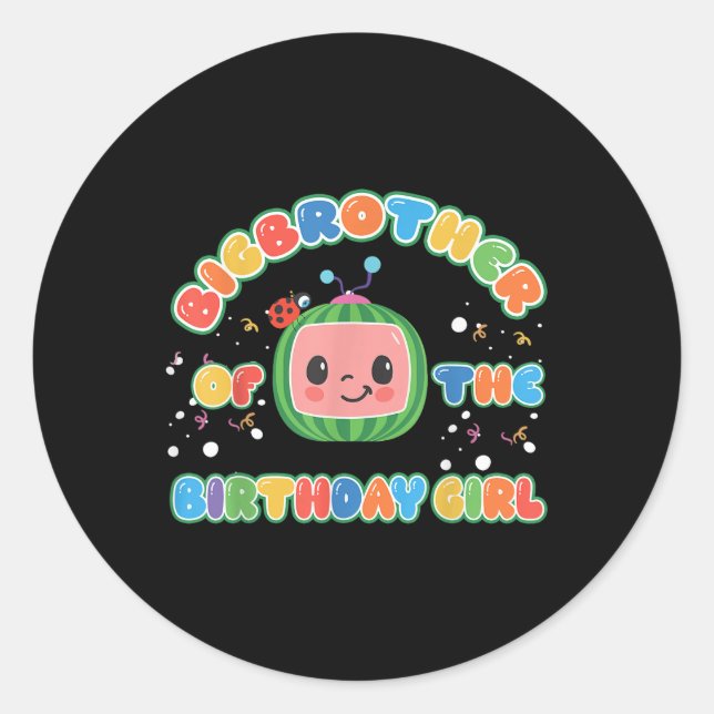 Bigbrother Of The Birthday Girl Melon Family Match Classic Round Sticker (Front)