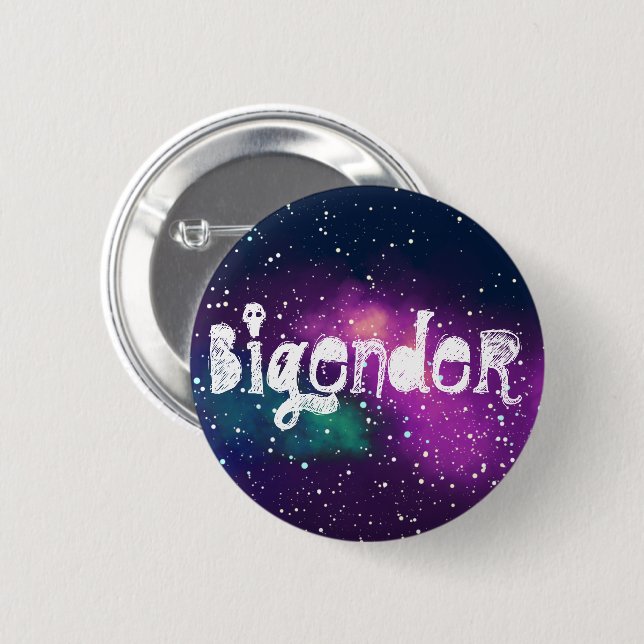 Bigender Customisable Galaxy Identity 6 Cm Round Badge (Front & Back)