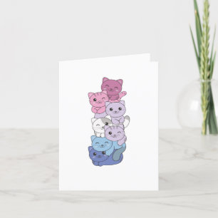 Bigender Flag Bi Pride Lgbtq Cute Cat Holiday Card