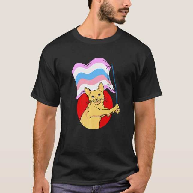 Bigender Flag Cat  Nonbinary Gender T-Shirt (Front)