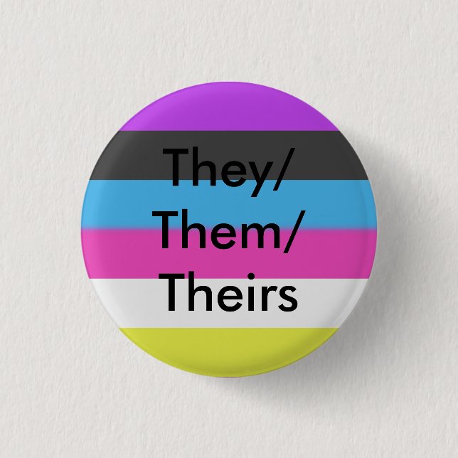 Bigender Flag They/Them/Theirs Button (Front)