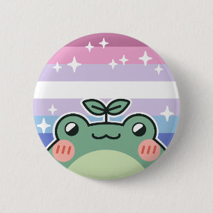 Bigender LGBT Pride Flag Frog 6 Cm Round Badge