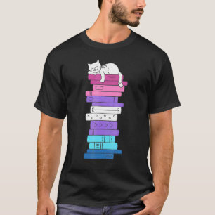 Bigender Pride Flag Cute Cat Lgbt Cat Parent Book T-Shirt