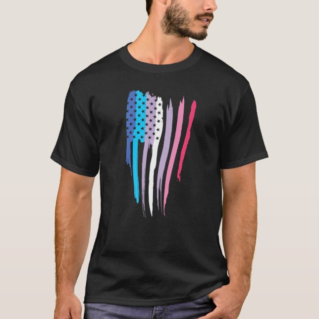 Bigender Pride Flag Usa American Bigender Flag   T-Shirt (Front)