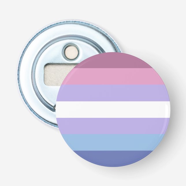Bigender Pride, Striped Print, LGBTQ Pride Bottle Opener (Front)