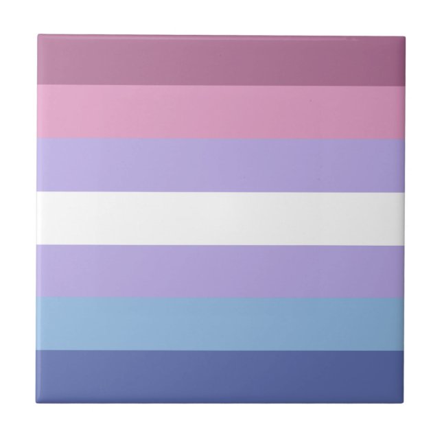 Bigender Pride, Striped Print, LGBTQ Pride Ceramic Tile (Front)