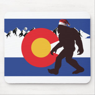Bigfoo-Santa-Colorado-Flag Mouse Pad