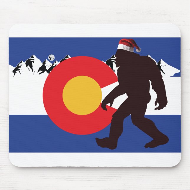 Bigfoo-Santa-Colorado-Flag Mouse Pad (Front)