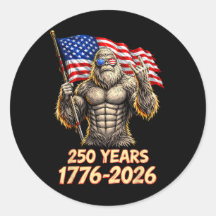 Bigfoot 250 Years 1776 2026 4th Of July 250th Usa Classic Round Sticker