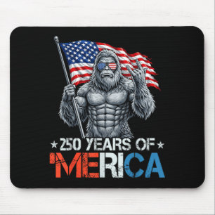Bigfoot 250 Years of Merica Rock American Flag 4th Mouse Pad