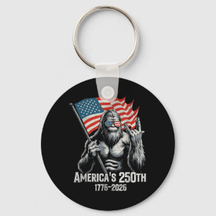 Bigfoot 250th Anniversary Aamerican Flag Patriotic Key Ring