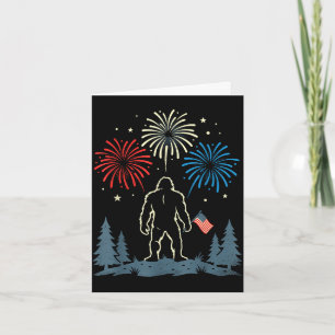 Bigfoot 4th of july american flag fireworks card