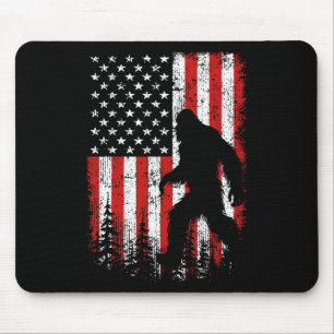 Bigfoot 4th Of July American Flag Patriotic Red Wh Mouse Pad