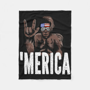 Bigfoot 4th Of July American Independence Day Asl Fleece Blanket