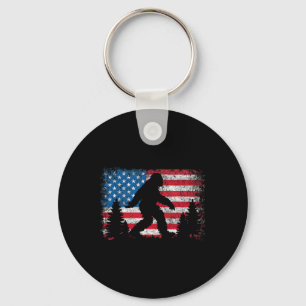 Bigfoot 4th Of July American Usa Flag Patriotic Ki Key Ring